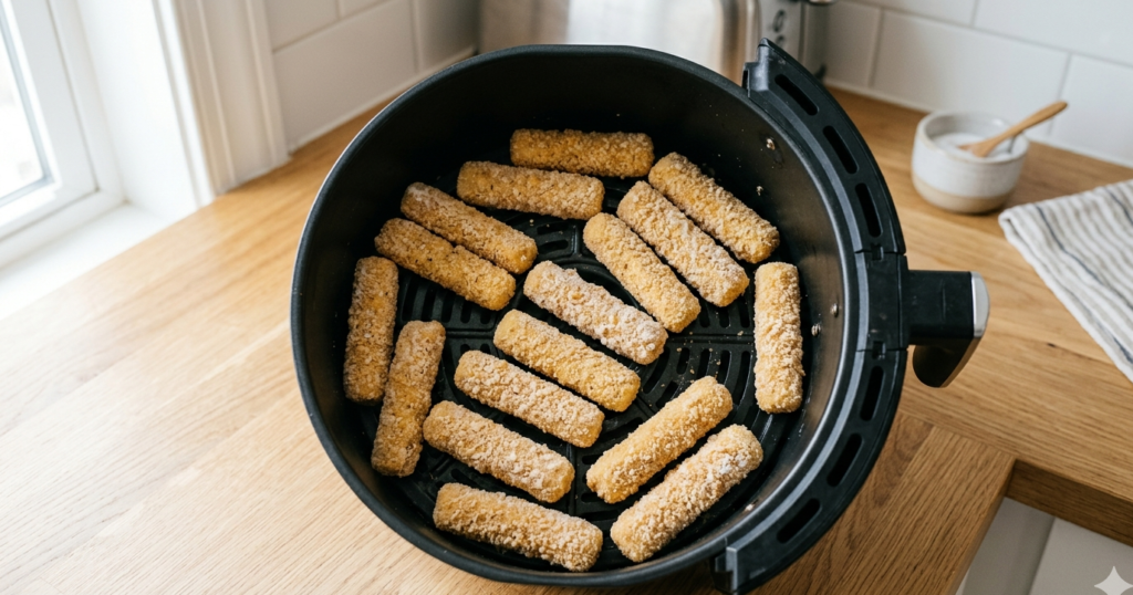 frozen mozzarella sticks in air fryer basket single layer